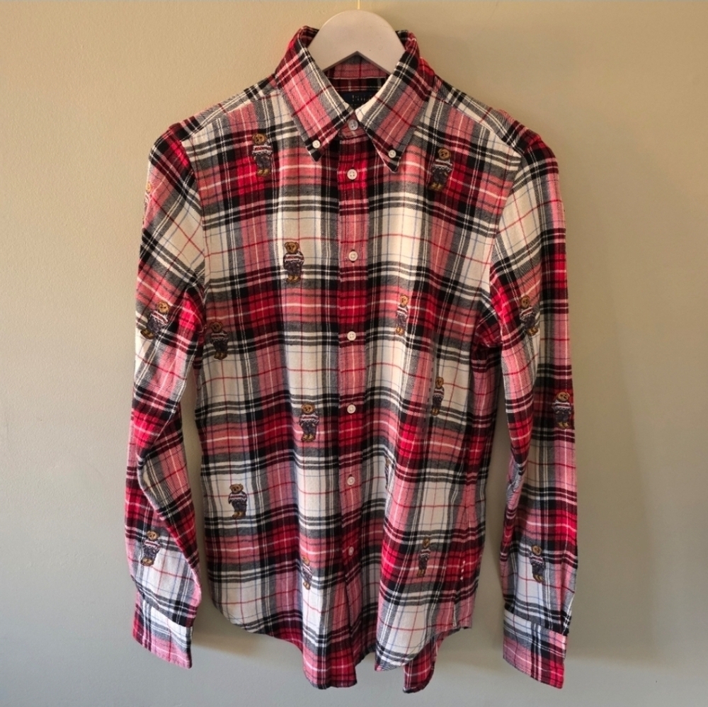 NWT Polo Ralph Lauren S Old Money Academia Iconic Polo Bear Plaid Button Shirt